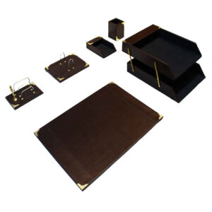 Premium Leren Bureau Organizer Accessoires voor Werkplek (6-delig)