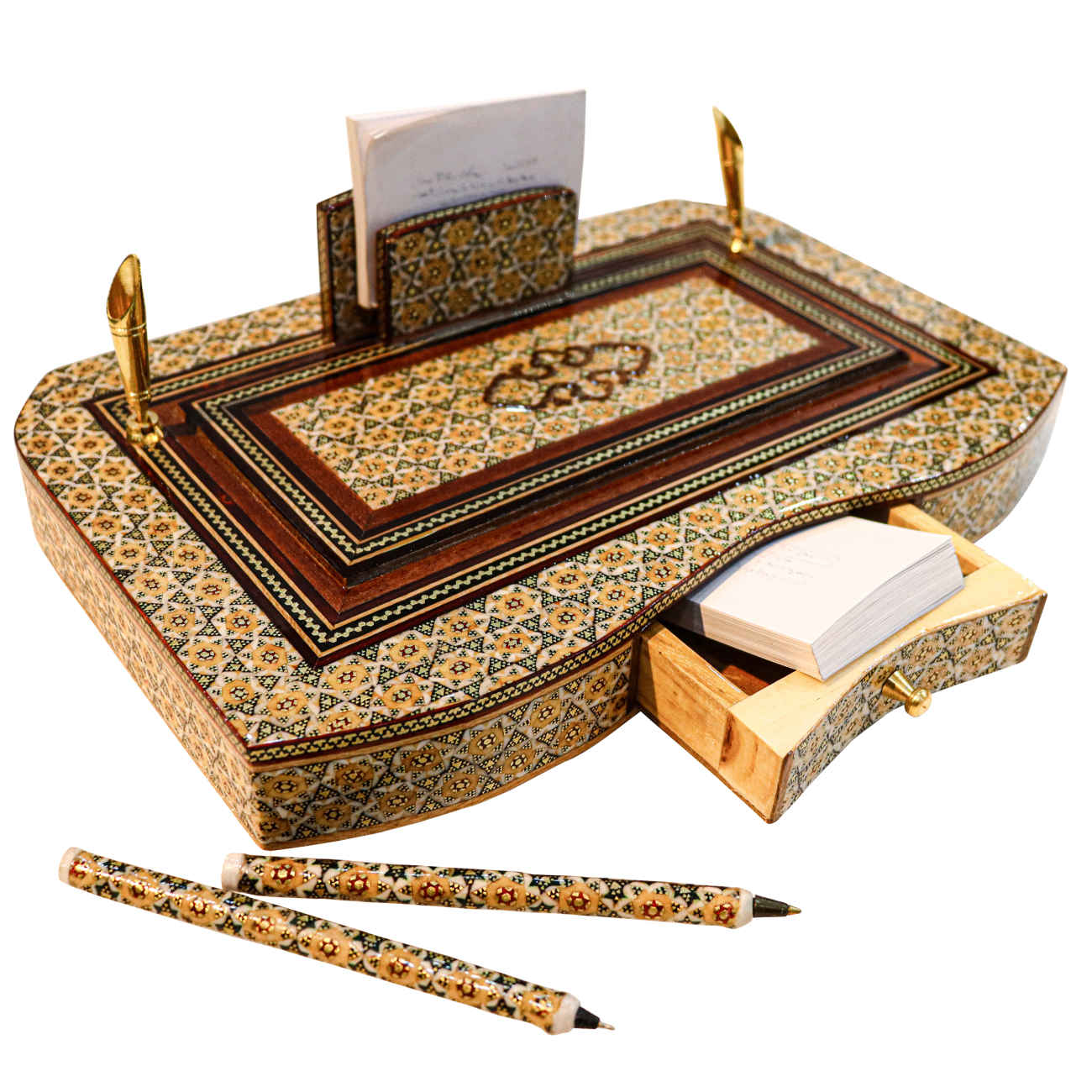 Multi-slot Houten Pennenstandaard – Marqueterie