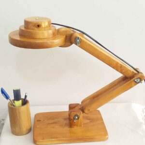 Trendy Houten Verstelbare Bureaulamp met Organizer – Perfecte Verlichting voor Thuis Kantoor & Studie