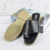 Leren Teenslipper met Slangenhuid Design – Zwart