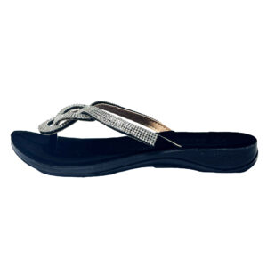 Duurzame Dames Teenslippers – Zwart Textiel