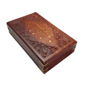 Vintage Geïnspireerde Handgemaakte Houten Sieradendoos met Bloemontwerp