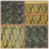 Vintage Perzisch Handgeknoopt Patchwork Tapijt Paisley Groen