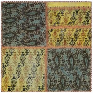 Vintage Perzisch Handgeknoopt Patchwork Tapijt Paisley Groen