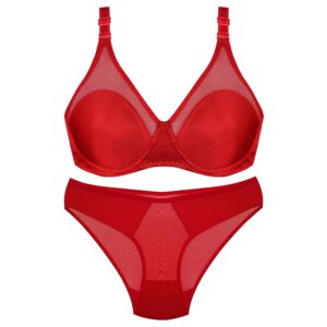 Dames Beha en Slipset – Veerkrachtig Satijnmodel in Rood