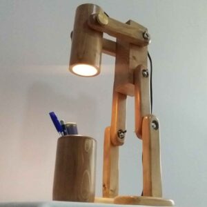 Trendy Houten Verstelbare Bureaulamp met Organizer – Perfecte Verlichting voor Thuis Kantoor & Studie