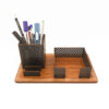 Houten bureau-organizer voor kantoorspullen in bruin