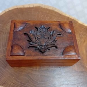 Houten Sieradendoos met Lotus Houtsnijwerk
