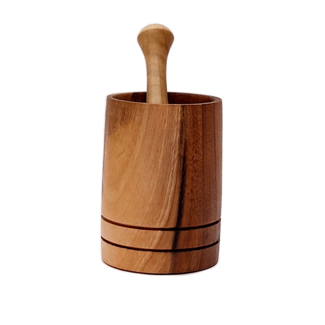 Houten Vijzel & Stamper Set Kruiden & Specerijen Maler van Walnoot