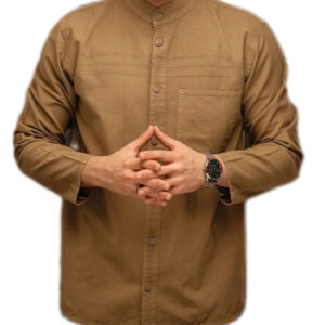 Islamitische Tuniek voor Moslim Mannen – Elegante Lange Mouwen in Bruin