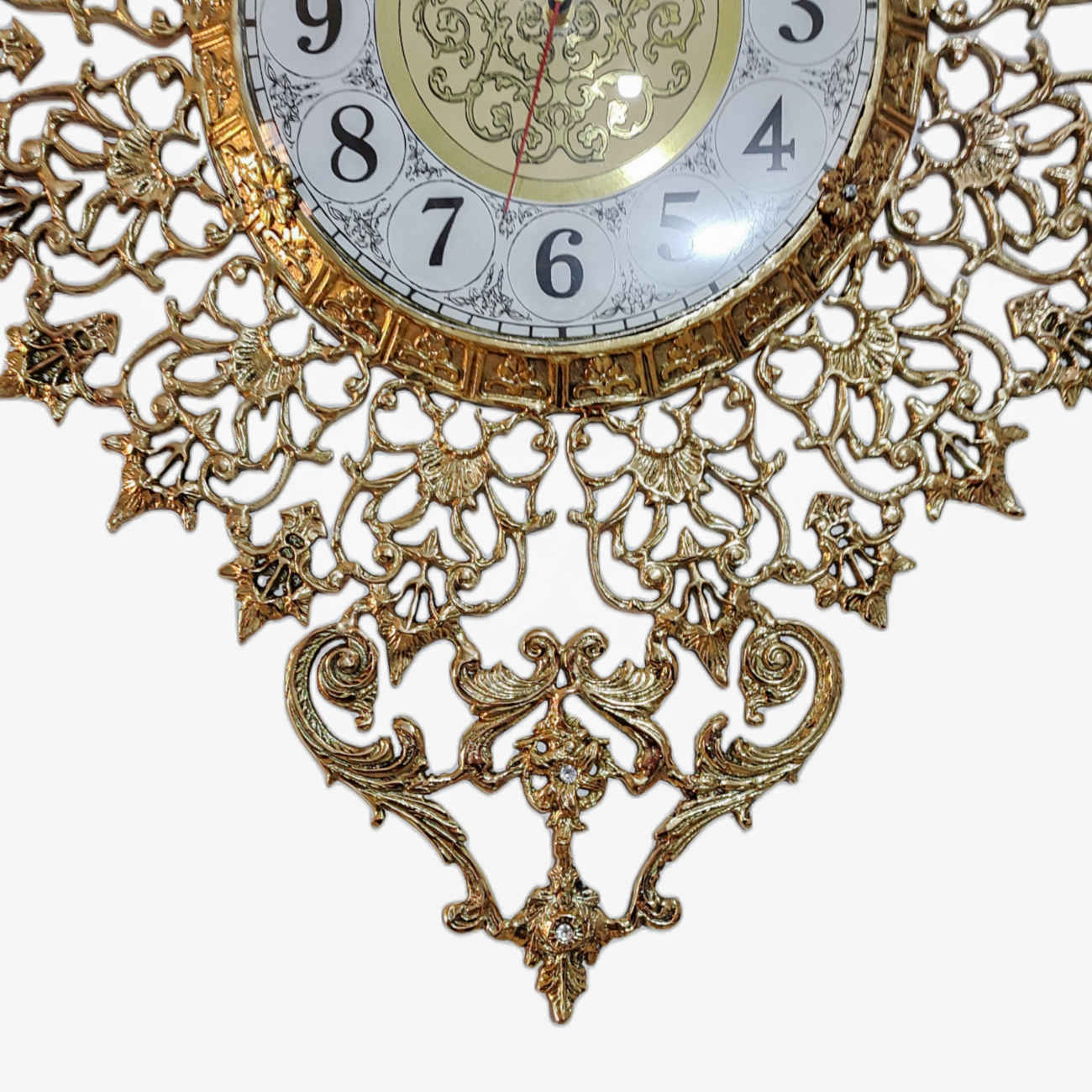 Antiek-geïnspireerde Messing Wandklok – Luxe Bloemenpatroon