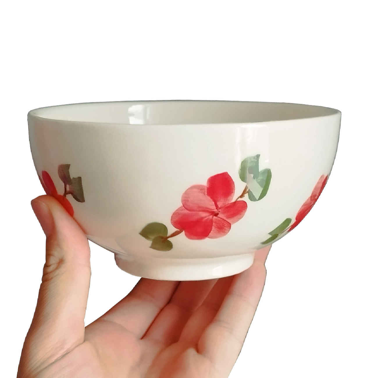 Artistic Pottery Bowl – Wit met Bloemenpatroon