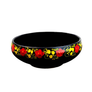 Artistic Pottery Bowl – Zwart met Bloemenpatroon