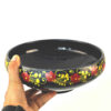 Artistic Pottery Bowl – Zwart met Bloemenpatroon
