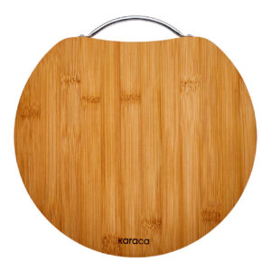 Bamboo Wooden Serving & Cutting Board – With Metal Handle
