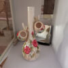 Decoratieve keramische kan en glas set – Elegant met rood rozenmotief – Set van 3