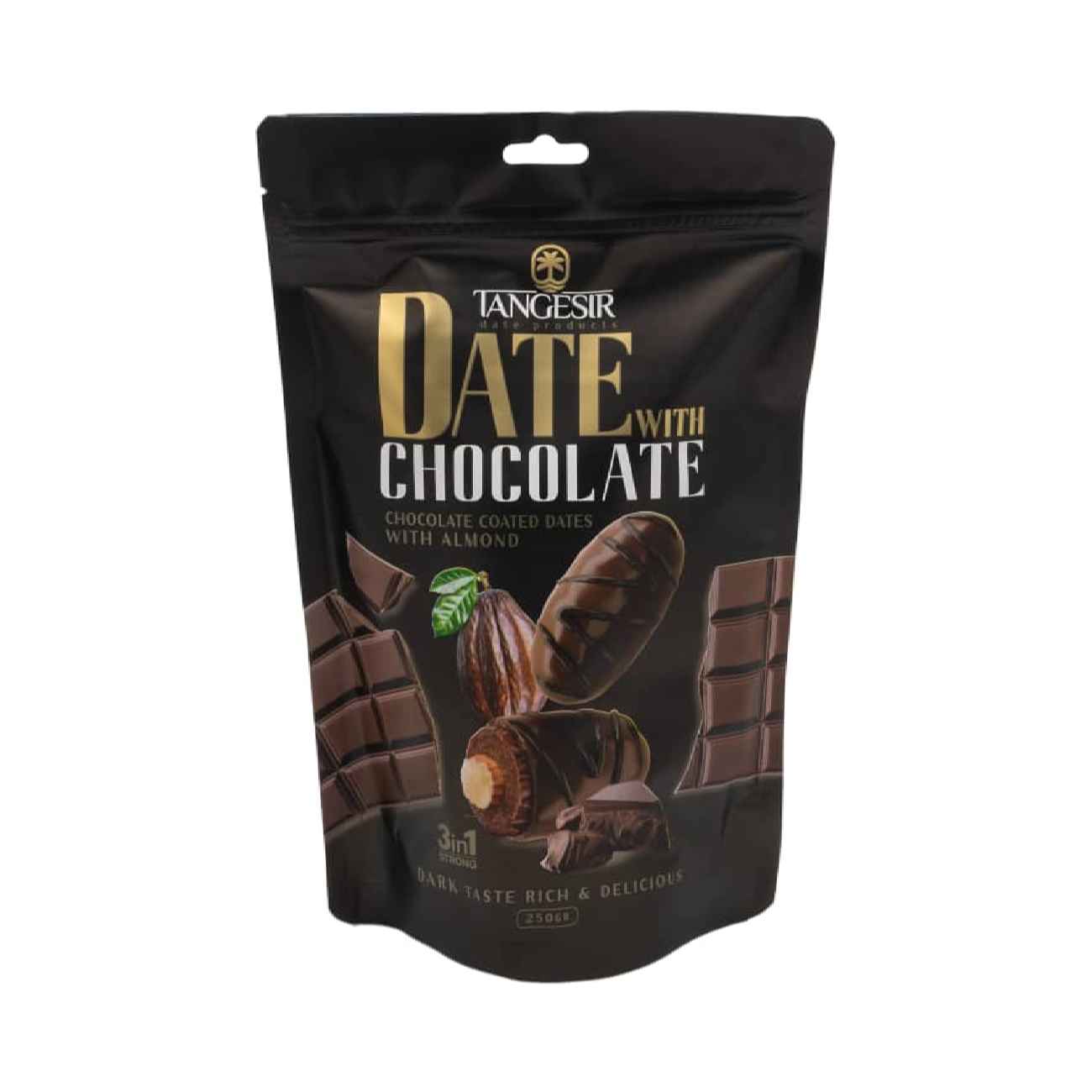 Tangesir Dadels met Pure Chocolade & Amandel – 250g (6 stuks)