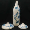 Set van 3 Perzische keramieken knopvazen, versierd met een klassiek vogel- en bloemenmotief voor veelzijdige decoratiemogelijkheden