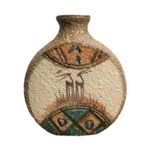 Decoratieve Perzische Keramische Enkelstengel Vaas met Gazelle Ontwerp in Bruin