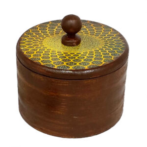 Elegante houten suikerpot rond bruin