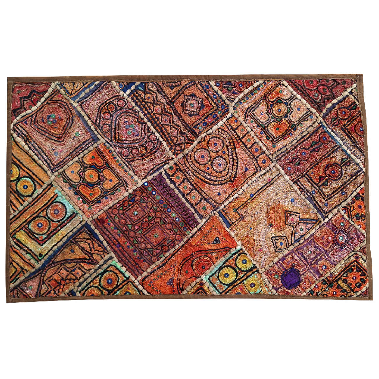 Geborduurd Tafelkleed Pateh – Rood Geometrisch