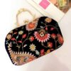 Geborduurde fluwelen clutch paisley zwart