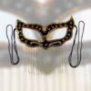 Handgemaakt Battoulah Masker – Zwart met Kralen