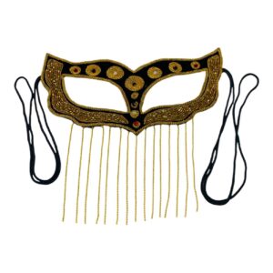 Handgemaakt Battoulah Masker – Zwart met Kralen