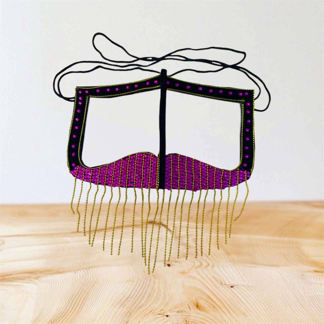 Handgemaakt Battoulah Masker – Zwart Glamour