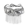 Handgemaakt Battoulah Masker – Zilver met Kralen