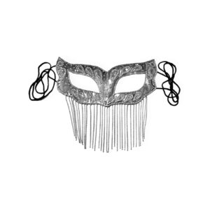 Handgemaakt Battoulah Masker – Zilver met Kralen
