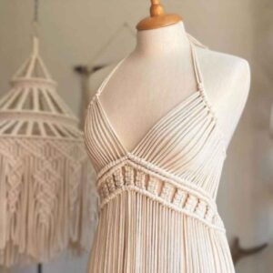 Handgemaakte Boho Macramé Jurk – Comfort Cream