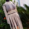 Handgemaakte Boho Macramé Jurk – Melkachtig Wit