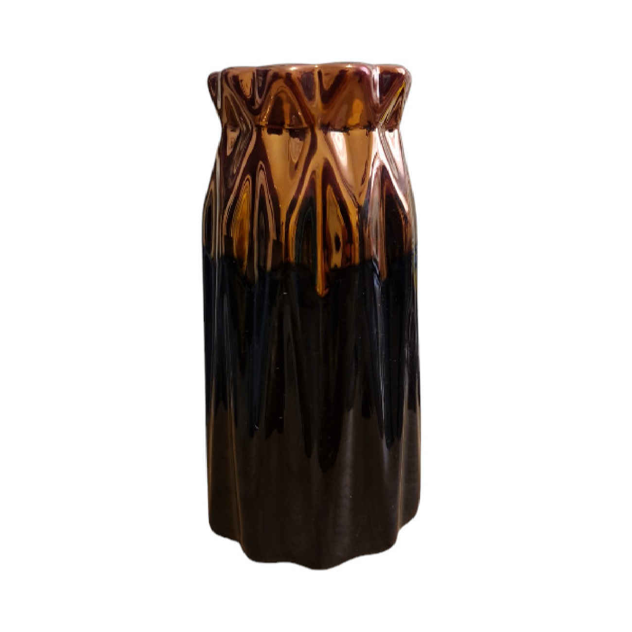 Handgemaakte Perzische aardewerkvaas met slanke cilindrische vorm en moderne Drip Glaze-afwerking