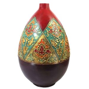 Handgemaakte Decoratieve Perzische Aardewerk Knopvaas Rood
