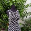 Handgemaakte macramé jurk – Grijze Strandstijl