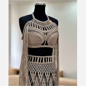 Handgemaakte macramé jurk – Boho stijl Cream