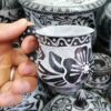 Handgemaakte Stenen Koffiekop met Handvat & Bloemontwerp (2-delig)