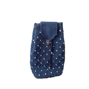 Handmade Crochet Casual Backpack – Navy Blauw