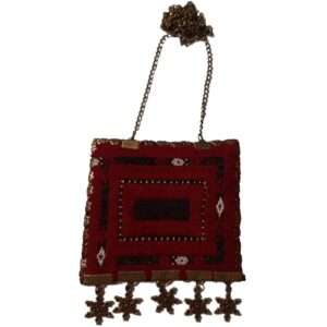 Handgemaakte geborduurde ketting – Vintage Rood