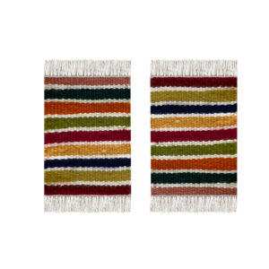 Handgeweven Perzische kilim onderzetter – Gestreept (x2)