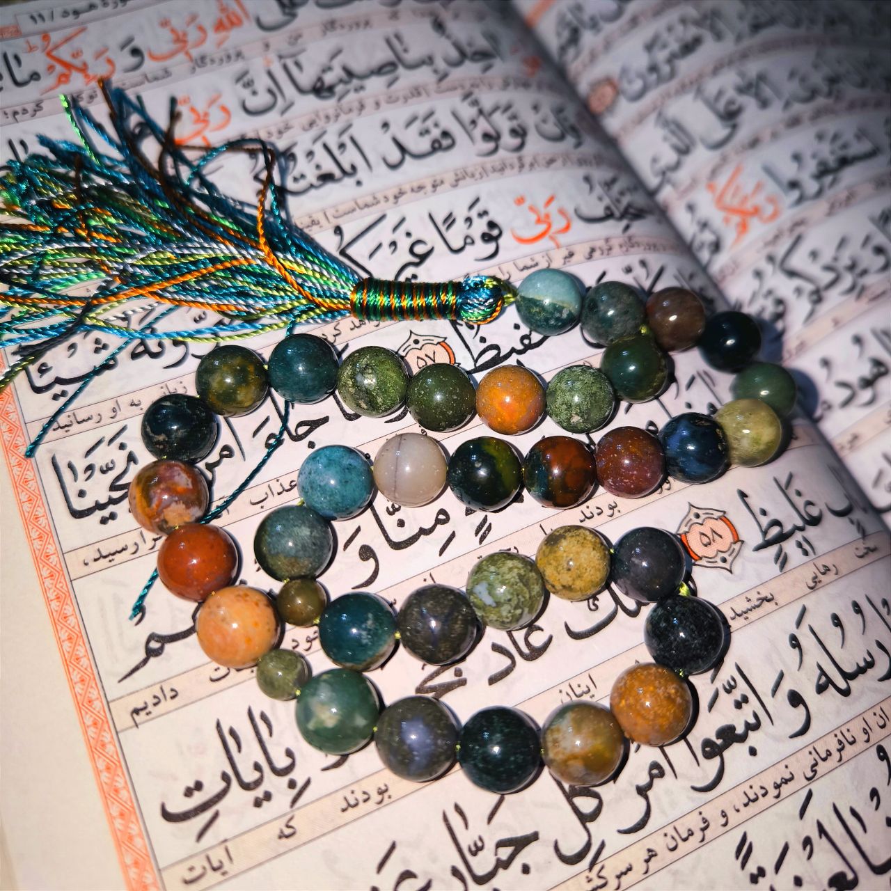 Islamitische agaat rozenkrans gemaakt met 33 gebedskralen tasbih groen