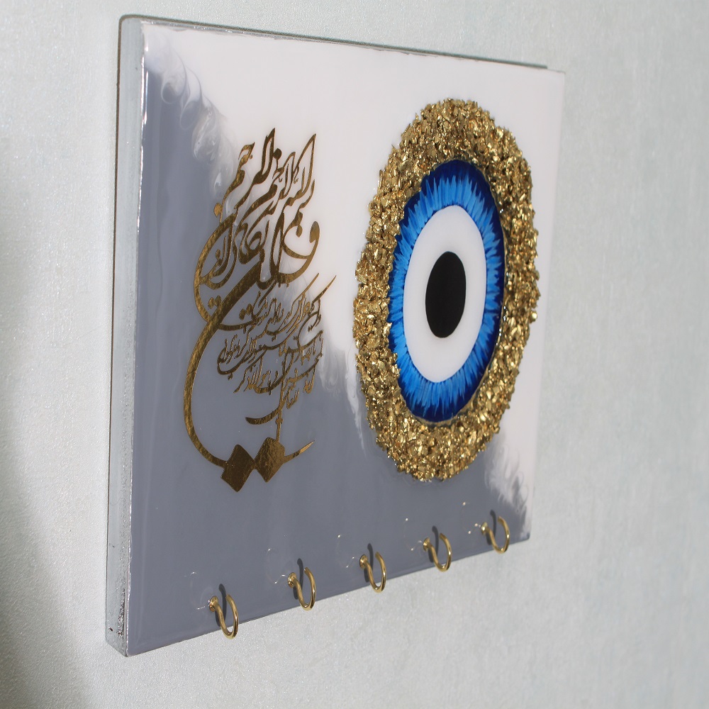Islamitische Hars Muur Sleutelhouder met Boze Oog Symbool – Decoratief en Beschermend