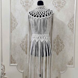 Luxe macramé jurk met knoopdetails – Melkwit