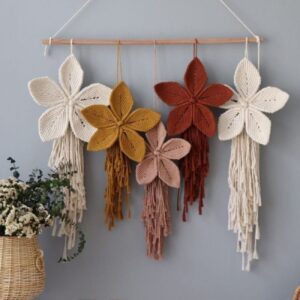 Macramé Wandkleed Tapisserie: Elegant Bloemenontwerp voor Woondecoratie