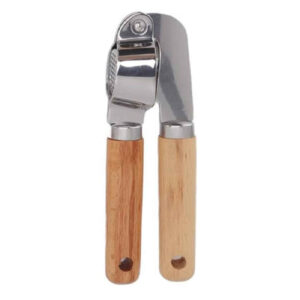 Handmatige knoflookpers met houten handvat