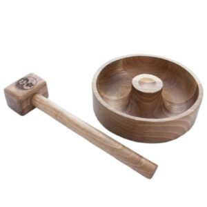 Rustieke Notenkraker Set – Natuurlijk Hout met Hamer