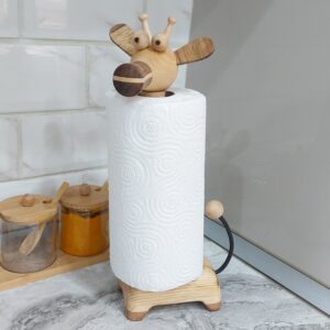 Decoratieve houten keukenrolhouder – Giraffe ontwerp, geschikt voor aanrecht