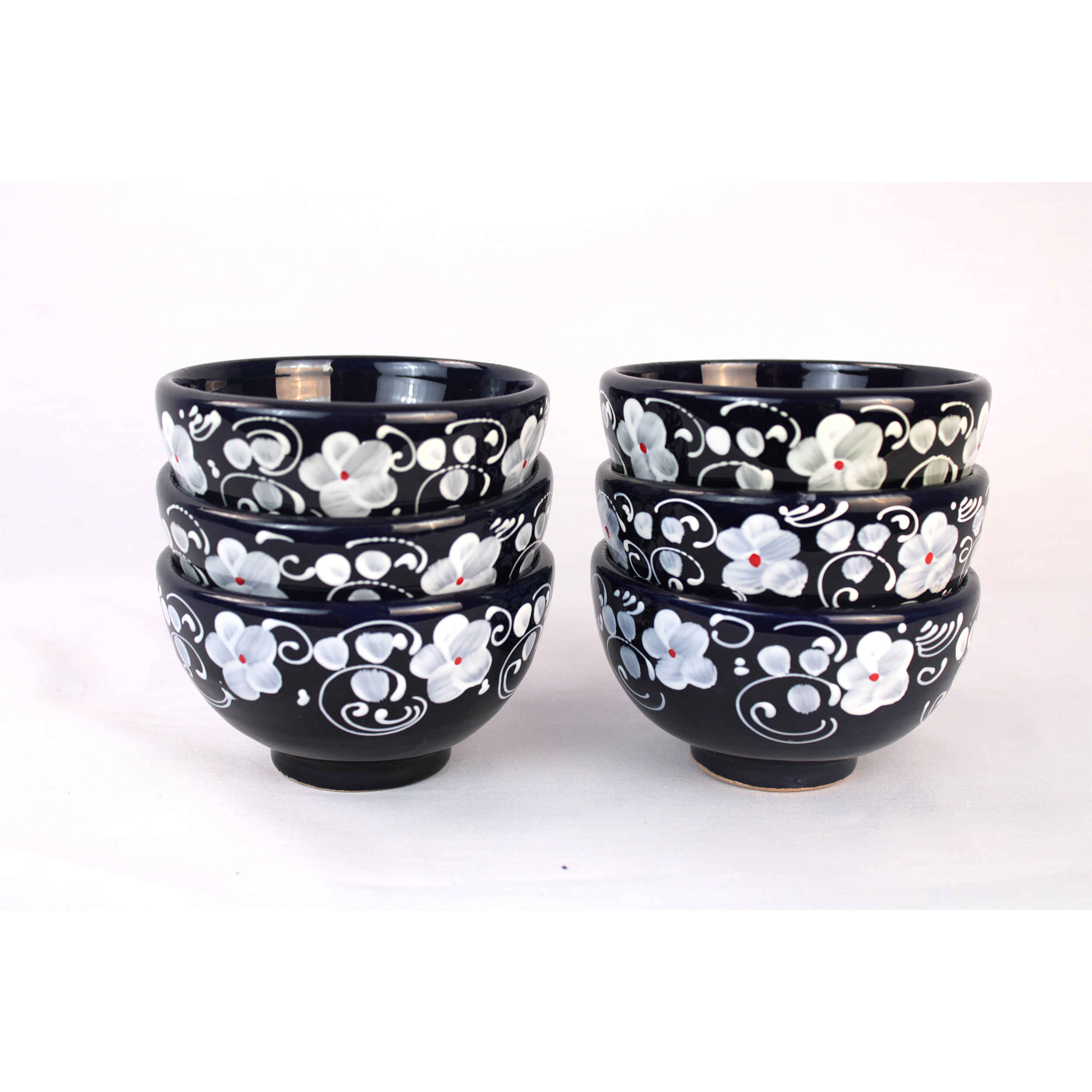 Artistic Pottery Bowl – Zwart (Set van 6)