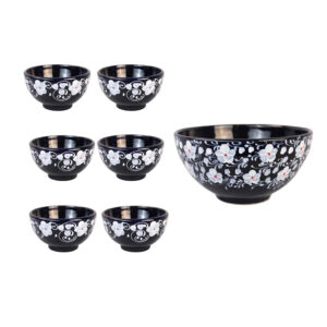 Artistic Pottery Bowl – Zwart (Set van 6)